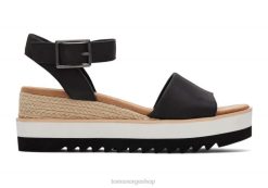 Toms kvinner kilesandal i skinn fra diana LNRH202 sko Svart lær