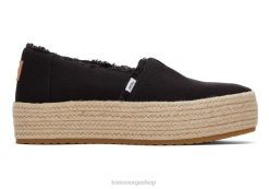 Toms kvinner valencia plattform espadrille LNRH166 sko svart lerret