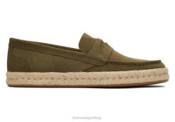 Toms menn stanford 2.0 tau espadrille semsket skinn LNRH441 sko mørk oliven semsket skinn